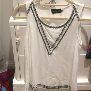 White tank top with black stitching pattern